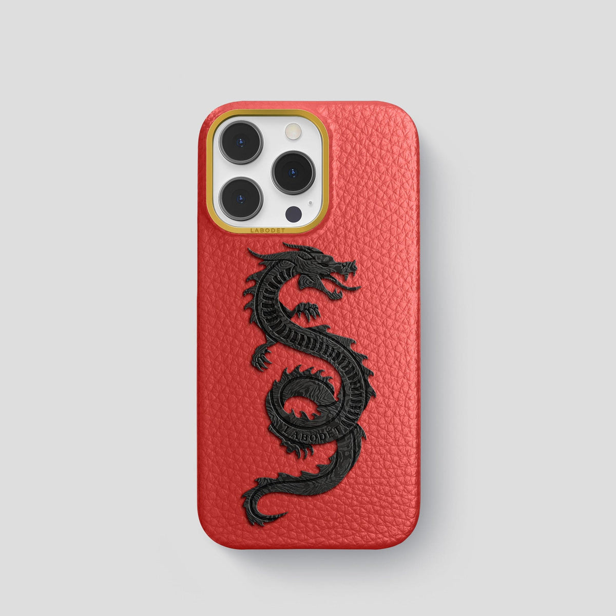 Red iPhone 15 Pro Classic Case Calf with Gold Metal -1 | Red-Gold