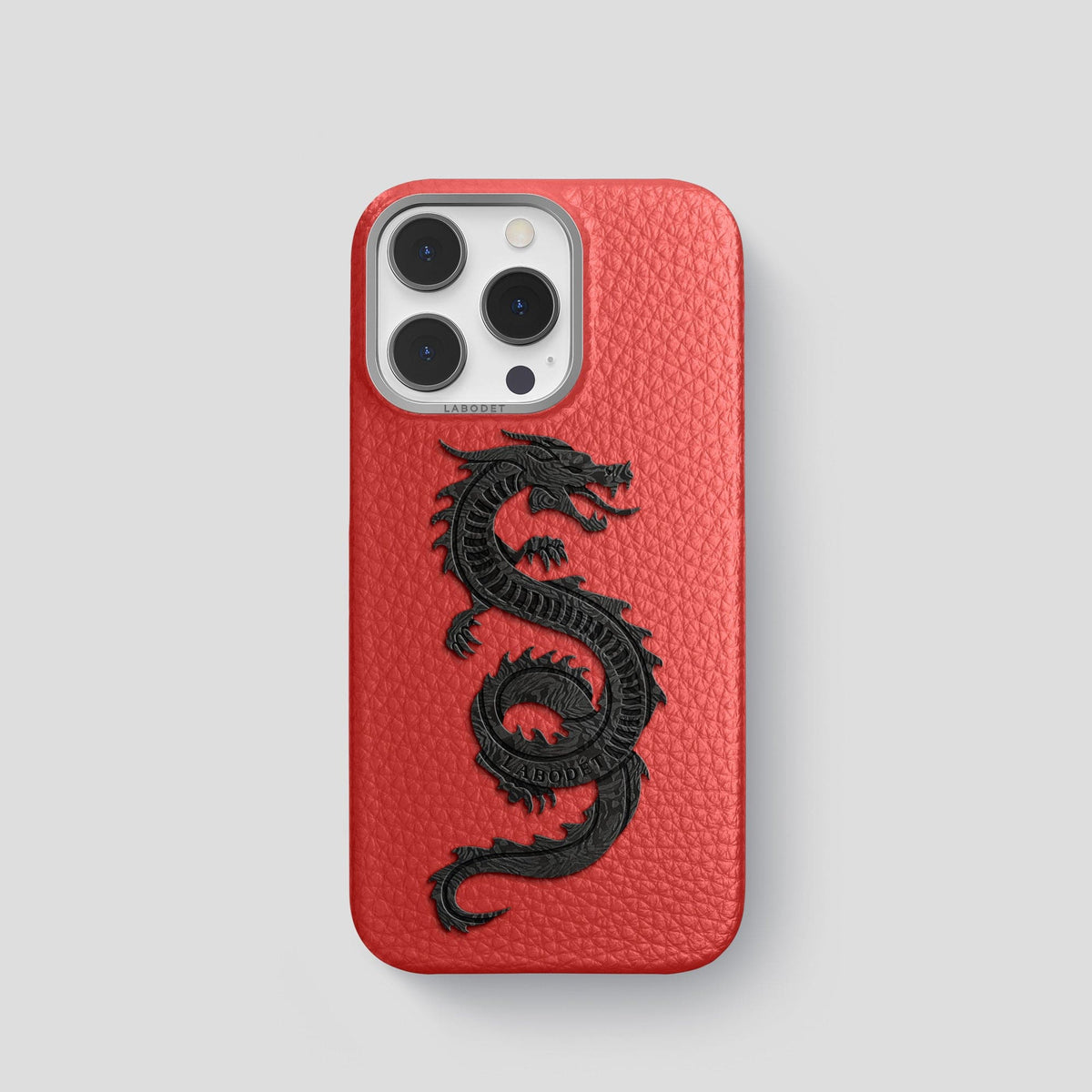 Red iPhone 15 Pro Classic Case Calf with Steel Metal -1 | Red-Steel
