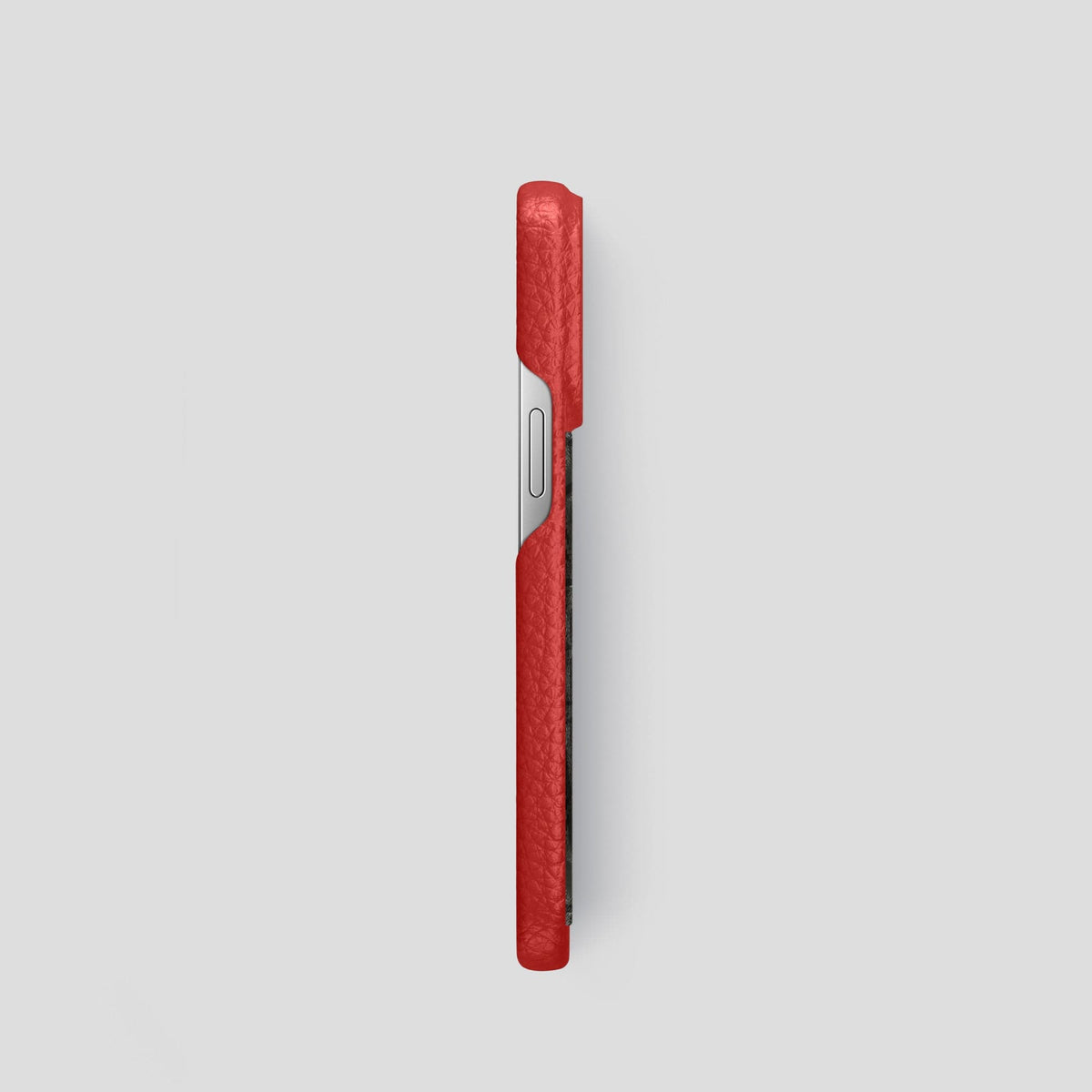 Red iPhone 15 Pro Classic Case Calf with Steel Metal -3 | Red-Steel