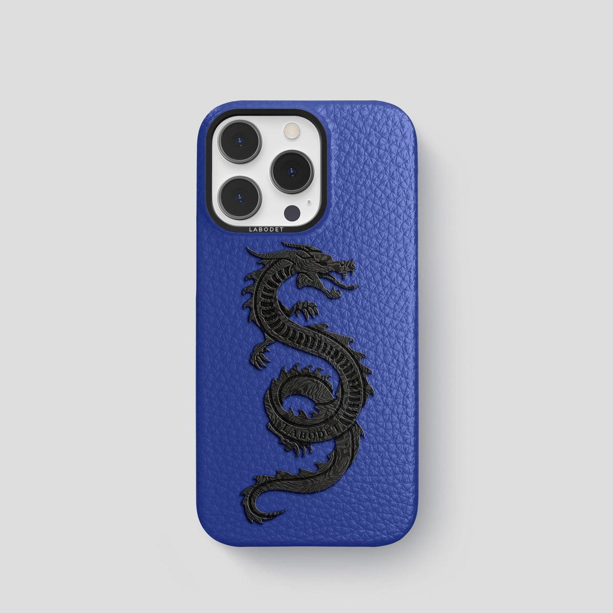 Royal Blue iPhone 15 Pro Classic Case Calf with Black Metal -1 | Royal-Blue-Black