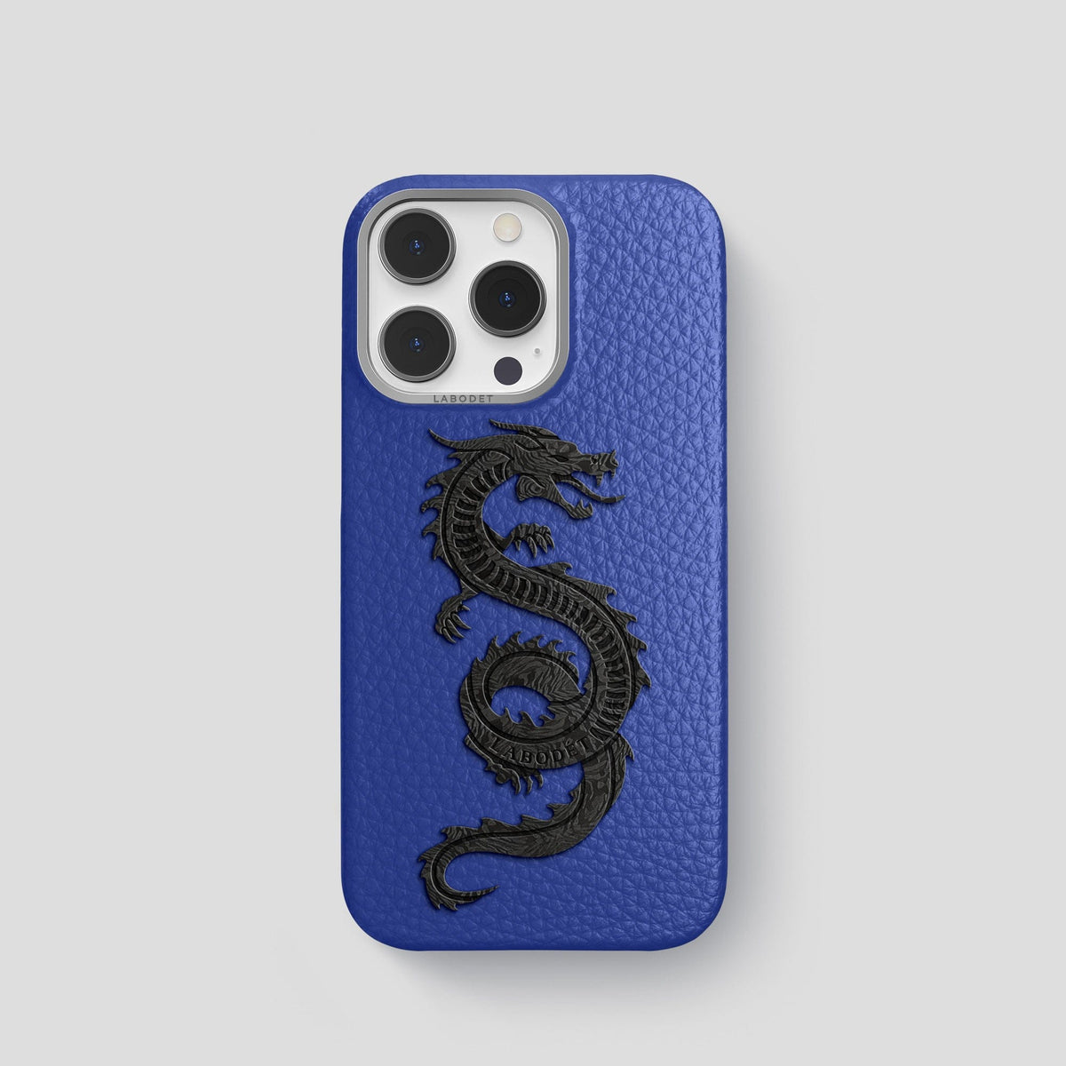 Royal Blue iPhone 15 Pro Classic Case Calf with Steel Metal -1 | Royal-Blue-Steel