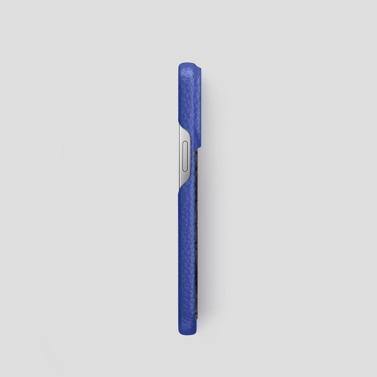 Royal Blue iPhone 15 Pro Classic Case Calf with Steel Metal -3 | Royal-Blue-Steel