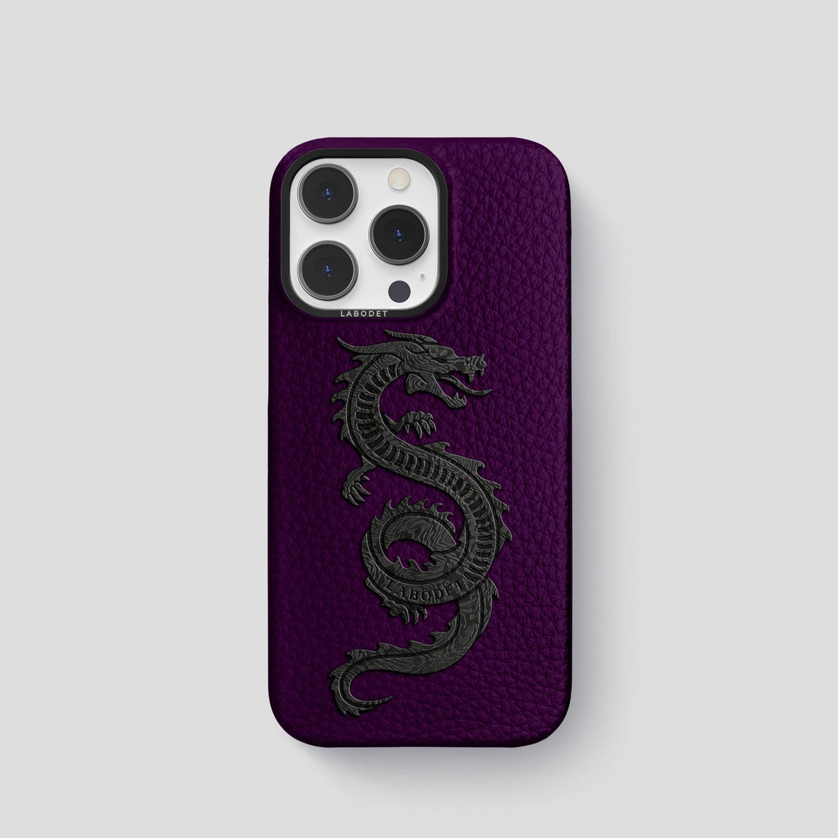 Violet iPhone 15 Pro Classic Case Calf with Black Metal -1 | Violet-Black