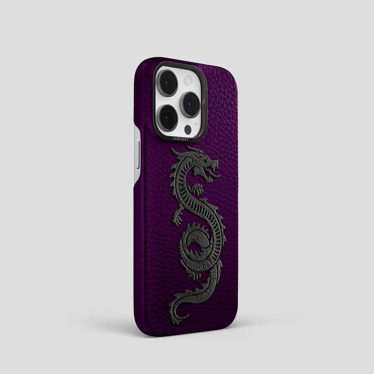 Violet iPhone 15 Pro Classic Case Calf with Black Metal -2 | Violet-Black