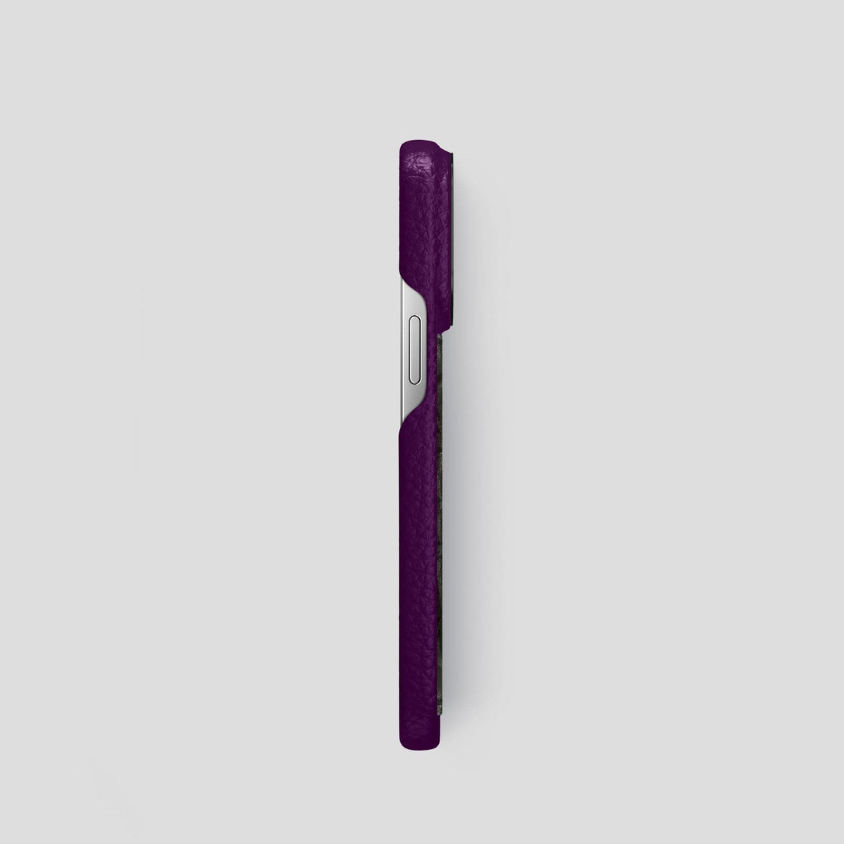 Violet iPhone 15 Pro Classic Case Calf with Black Metal -3 | Violet-Black