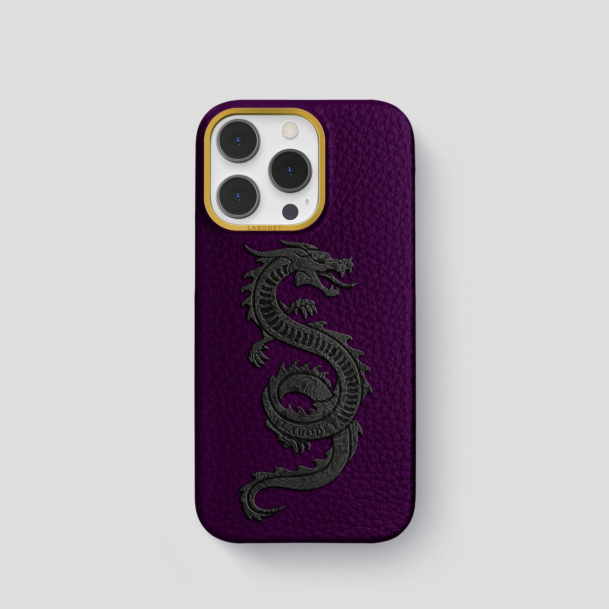 Violet iPhone 15 Pro Classic Case Calf with Gold Metal -1 | Violet-Gold