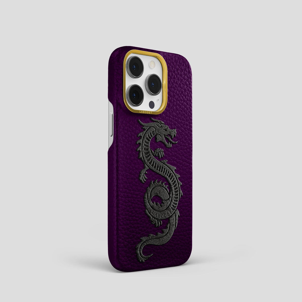 Violet iPhone 15 Pro Classic Case Calf with Gold Metal -2 | Violet-Gold