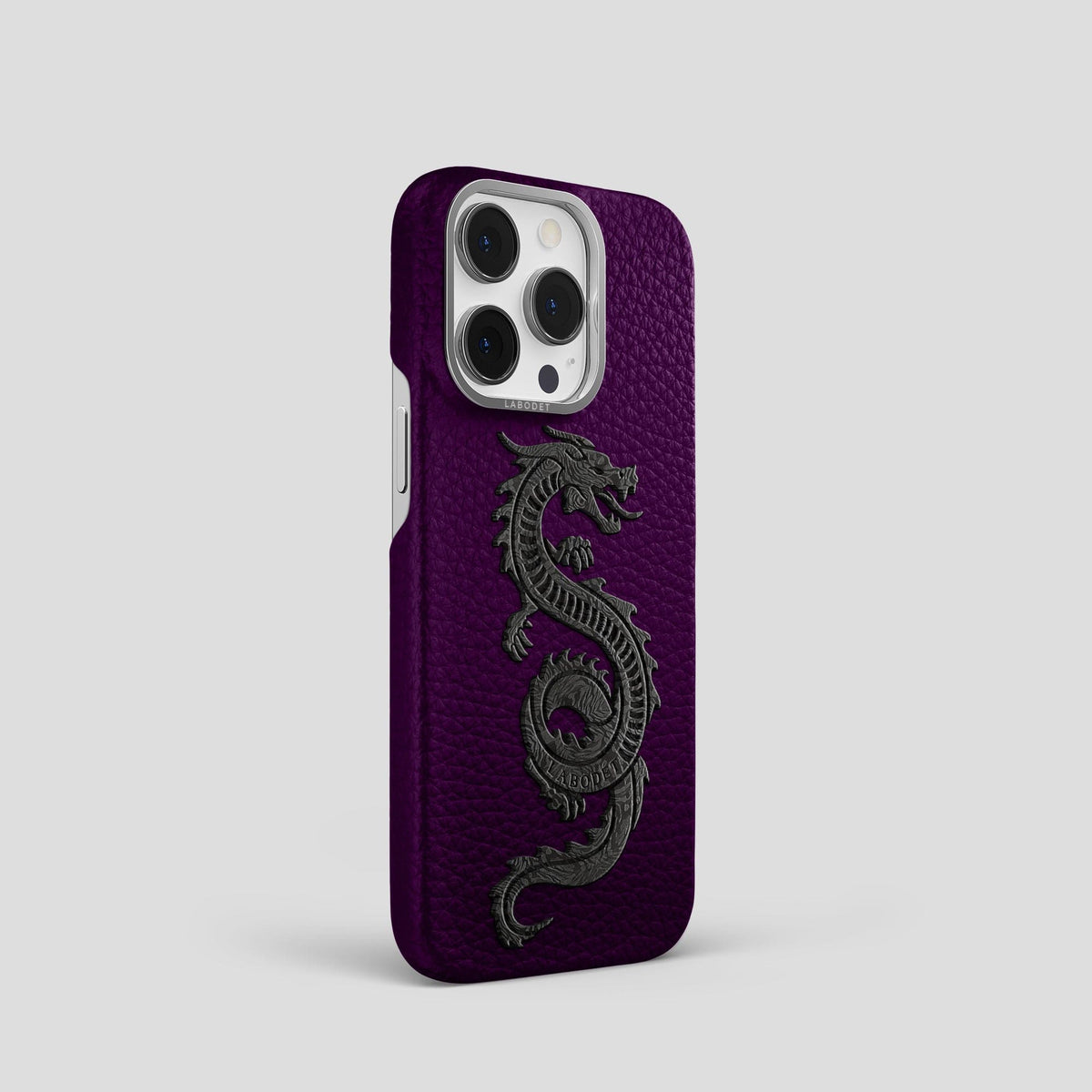 Violet iPhone 15 Pro Classic Case Calf with Steel Metal -2 | Violet-Steel