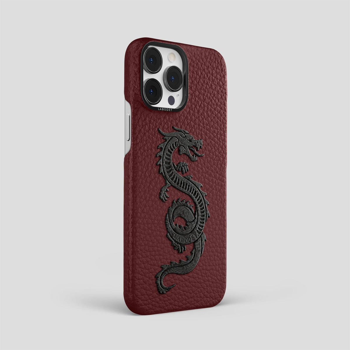 Bordeaux iPhone 15 Pro Max Classic Case Calf with Black Metal -2 | Bordeaux-Black