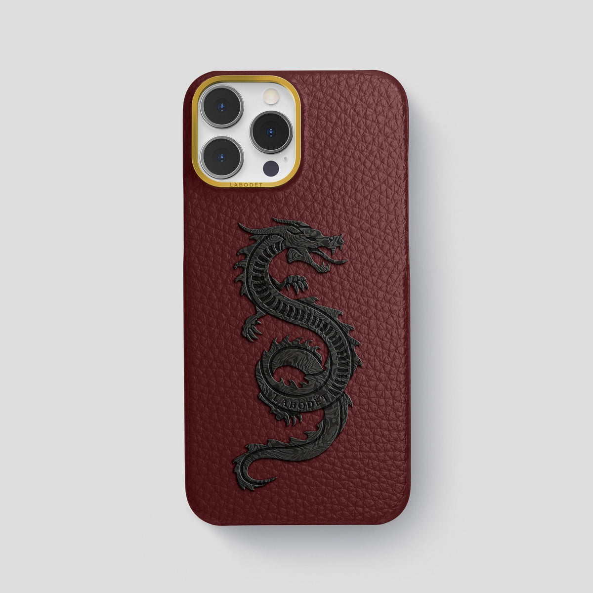 Bordeaux iPhone 15 Pro Max Classic Case Calf with Gold Metal -1 | Bordeaux-Gold