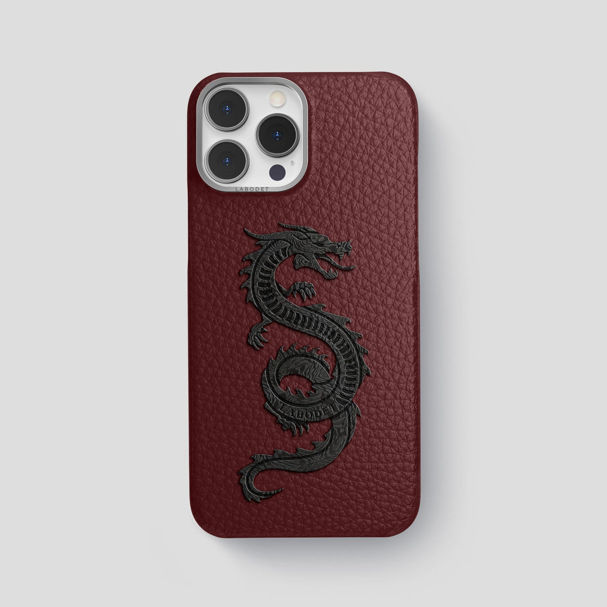 Bordeaux iPhone 15 Pro Max Classic Case Calf with Steel Metal -1 | Bordeaux-Steel
