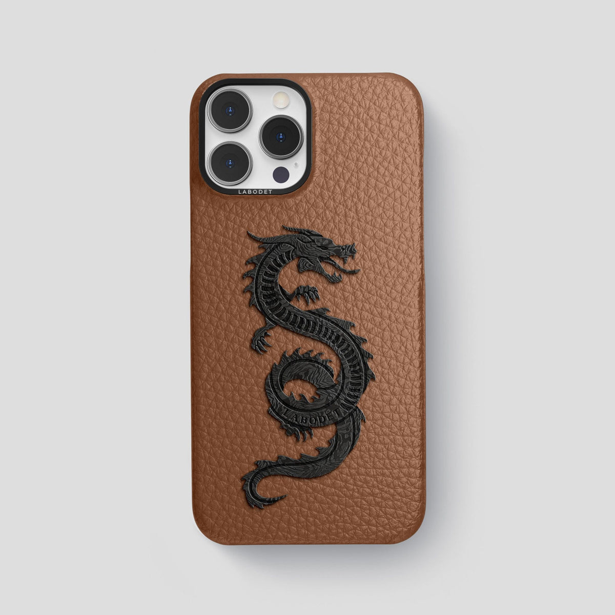 Caramel iPhone 15 Pro Max Classic Case Calf with Black Metal -1 | Caramel-Black