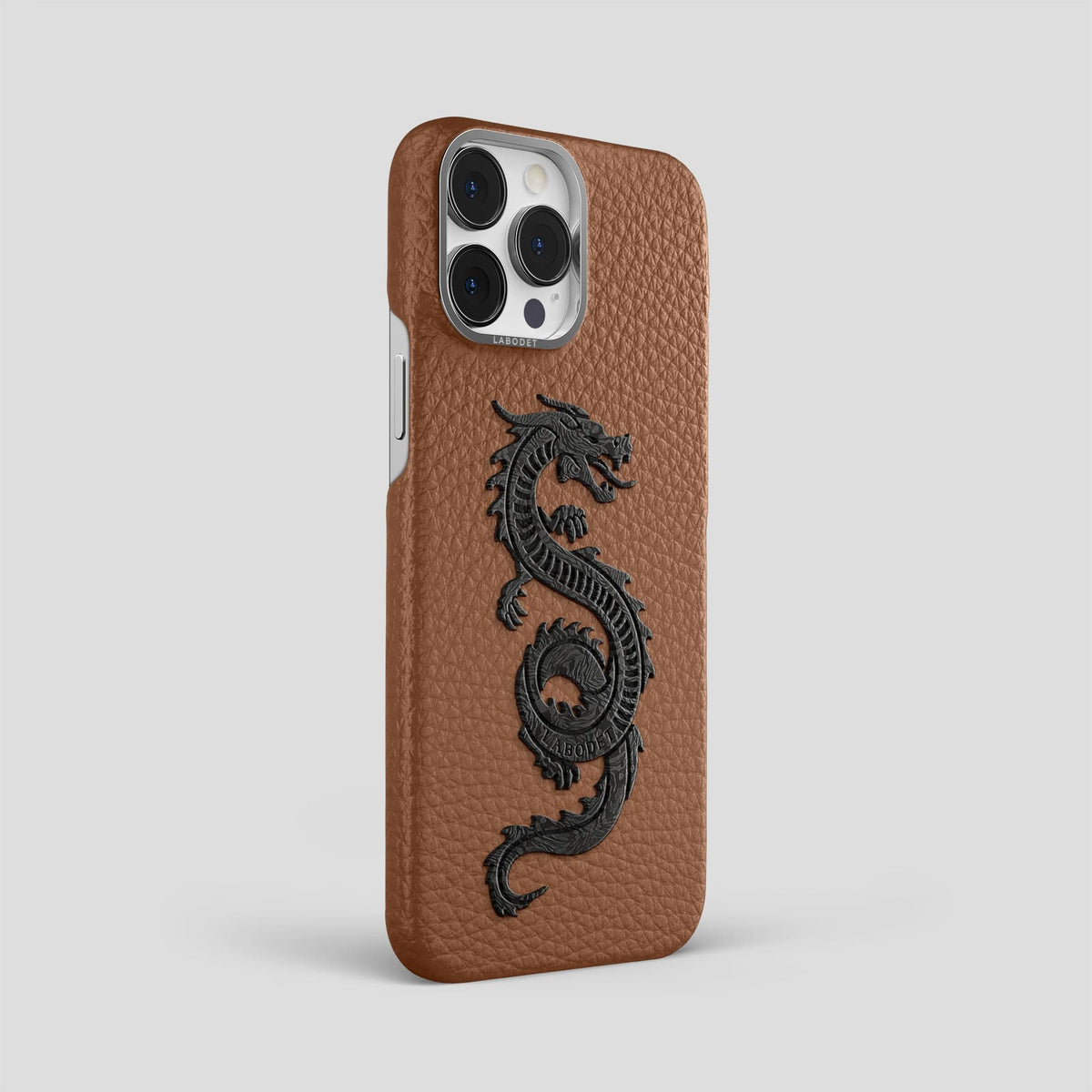 Caramel iPhone 15 Pro Max Classic Case Calf with Steel Metal -2 | Caramel-Steel