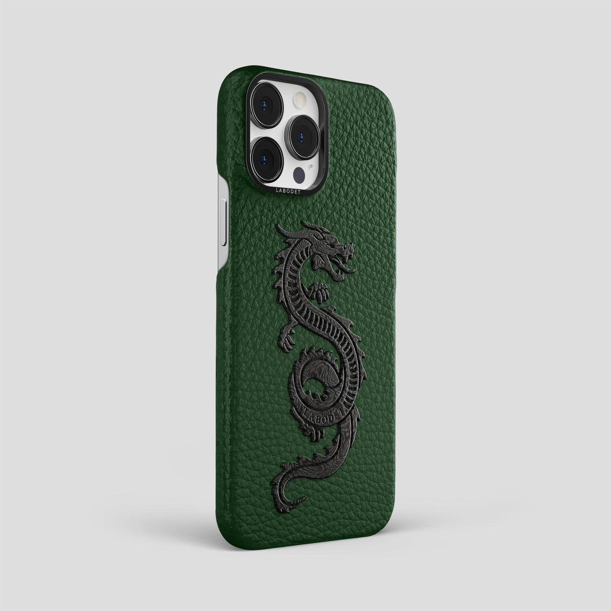 Dark Green iPhone 15 Pro Max Classic Case Calf with Black Metal -2 | Dark-Green-Black