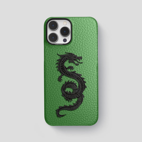 Classic Case With Carbon Dragon For iPhone 15 Pro Max In Calf