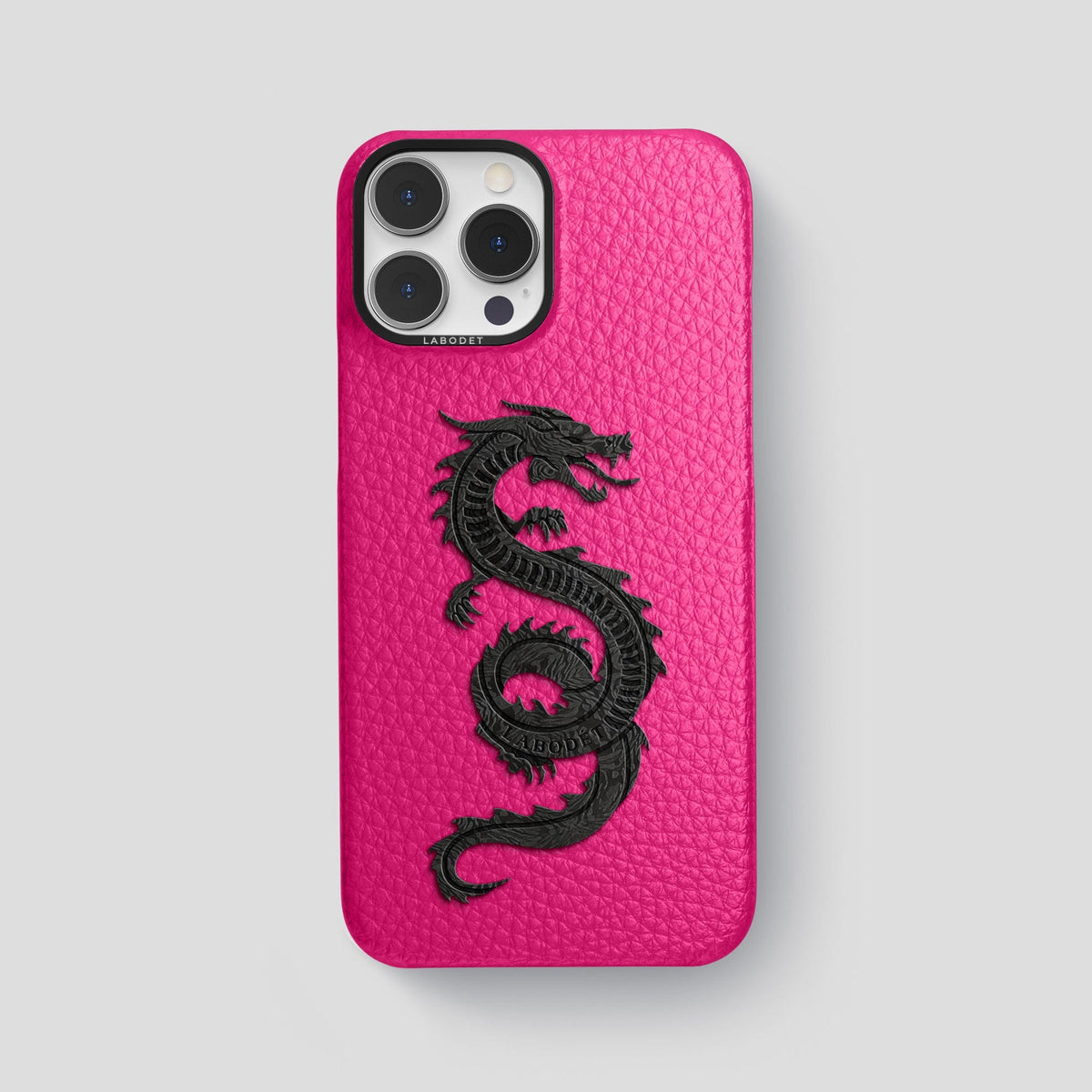 Magenta iPhone 15 Pro Max Classic Case Calf with Black Metal -1 | Magenta-Black