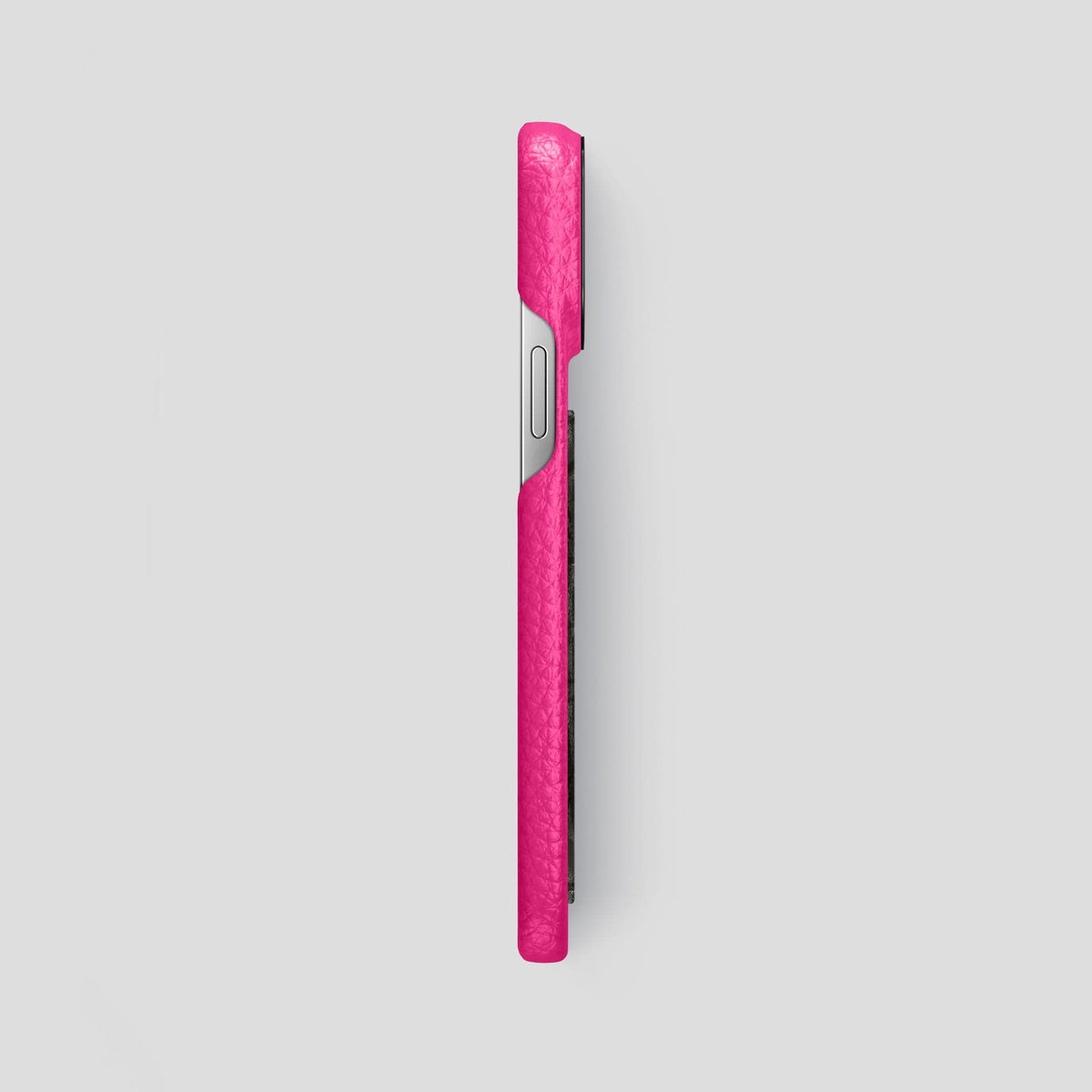 Magenta iPhone 15 Pro Max Classic Case Calf with Black Metal -3 | Magenta-Black