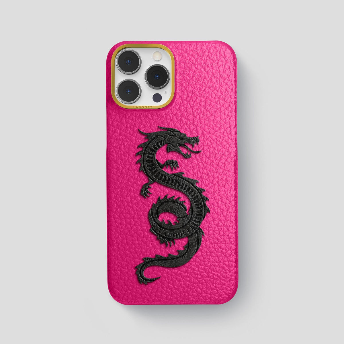 Magenta iPhone 15 Pro Max Classic Case Calf with Gold Metal -1 | Magenta-Gold