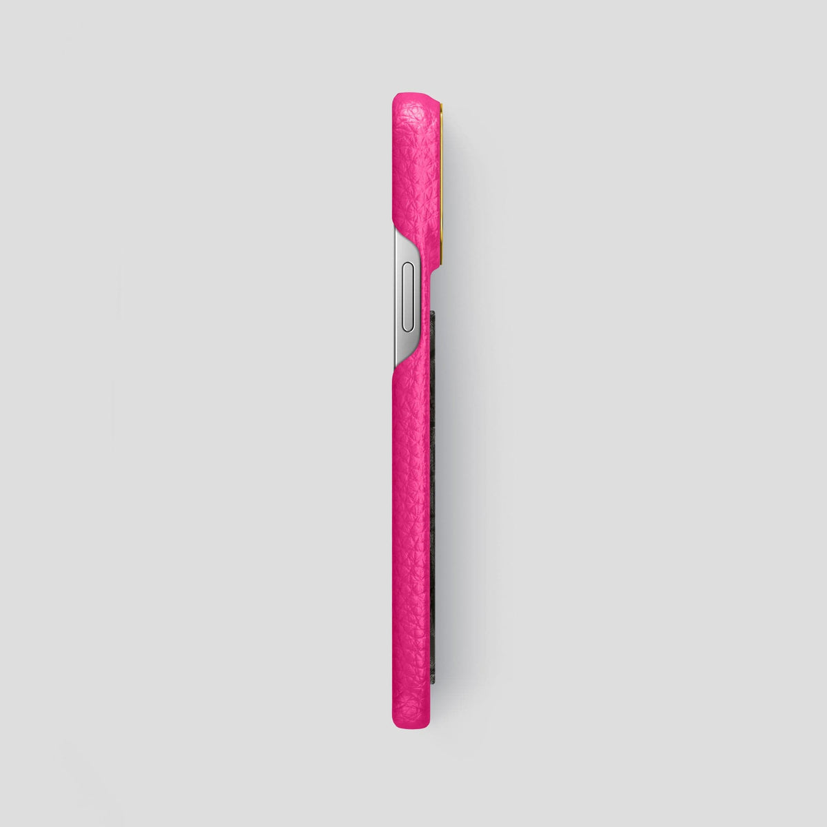 Magenta iPhone 15 Pro Max Classic Case Calf with Gold Metal -3 | Magenta-Gold
