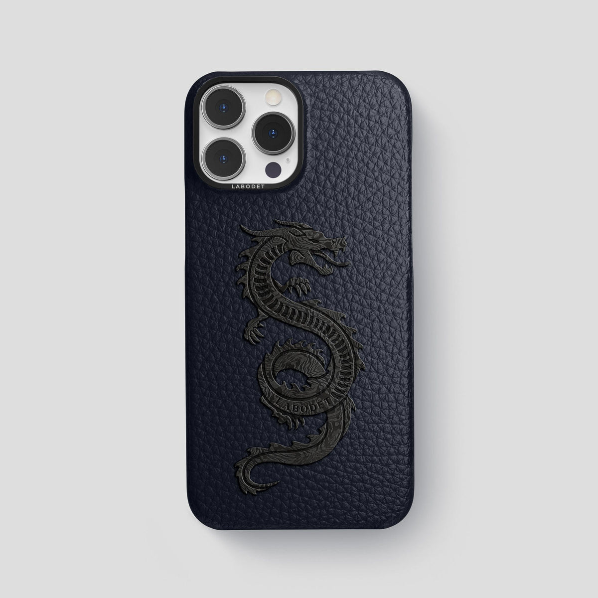 Marine iPhone 15 Pro Max Classic Case Calf with Black Metal -1 | Marine-Black