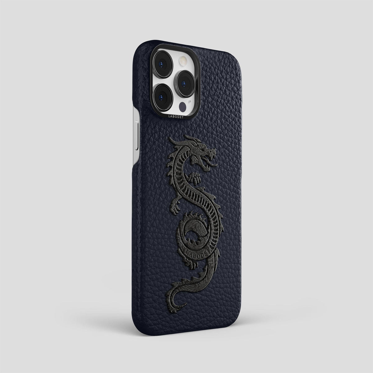 Marine iPhone 15 Pro Max Classic Case Calf with Black Metal -2 | Marine-Black
