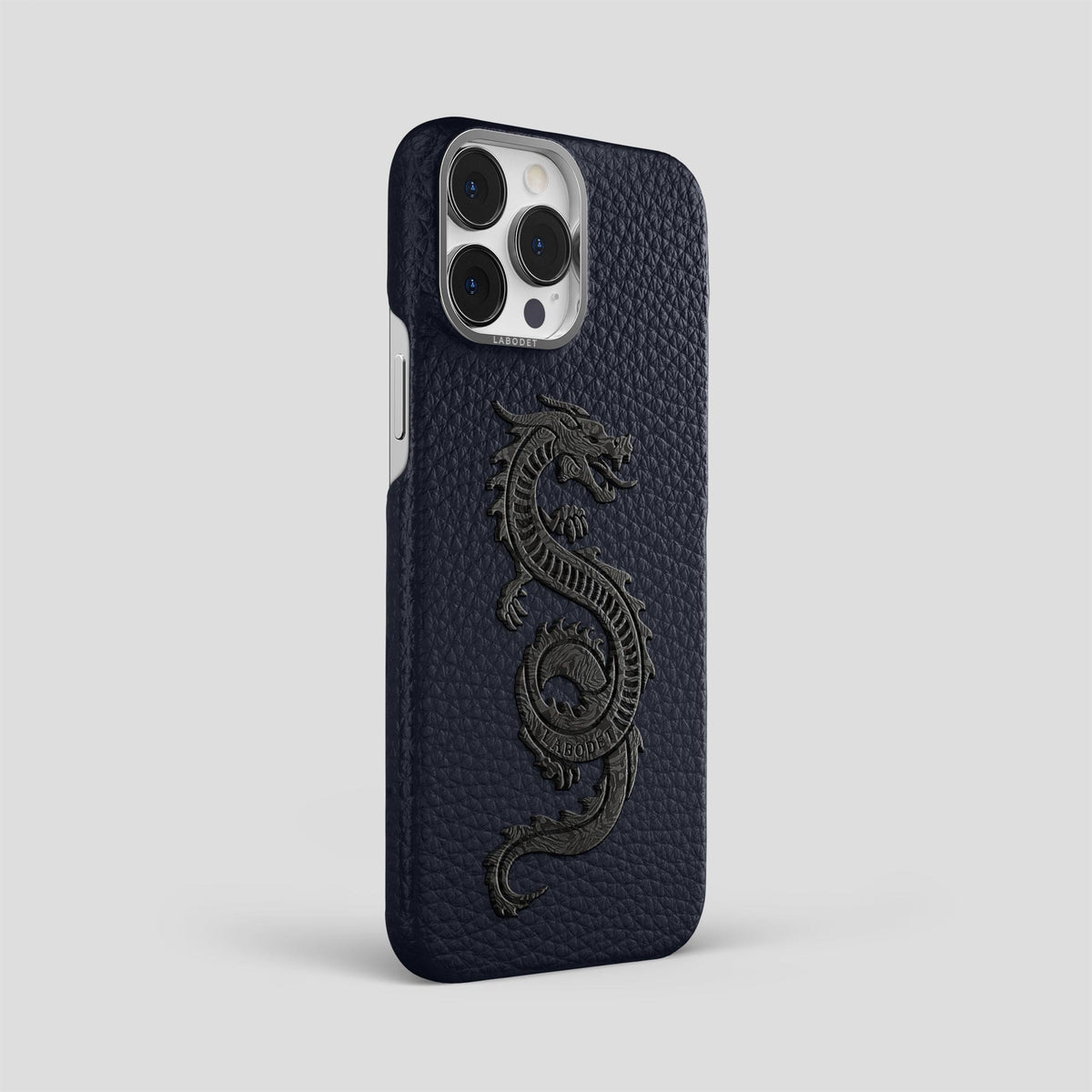 Marine iPhone 15 Pro Max Classic Case Calf with Steel Metal -2 | Marine-Steel