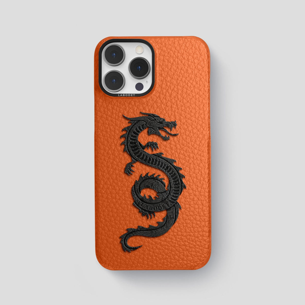 Orange iPhone 15 Pro Max Classic Case Calf with Black Metal -1 | Orange-Black