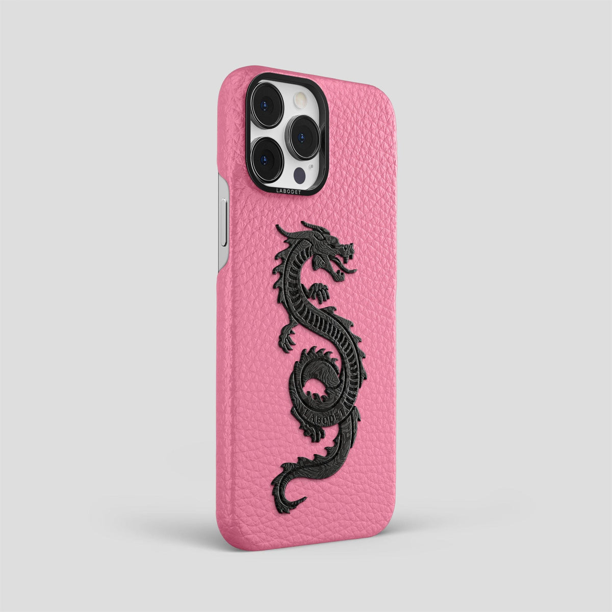 Pink iPhone 15 Pro Max Classic Case Calf with Black Metal -2 | Pink-Black