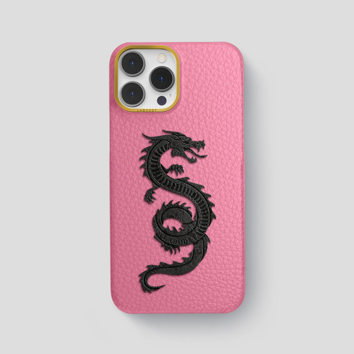 Pink iPhone 15 Pro Max Classic Case Calf with Gold Metal -1 | Pink-Gold