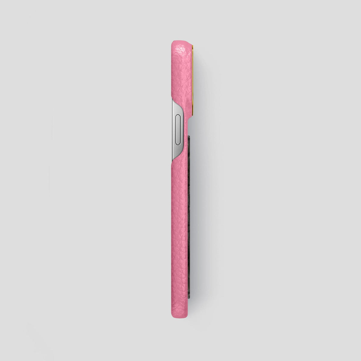 Pink iPhone 15 Pro Max Classic Case Calf with Gold Metal -3 | Pink-Gold