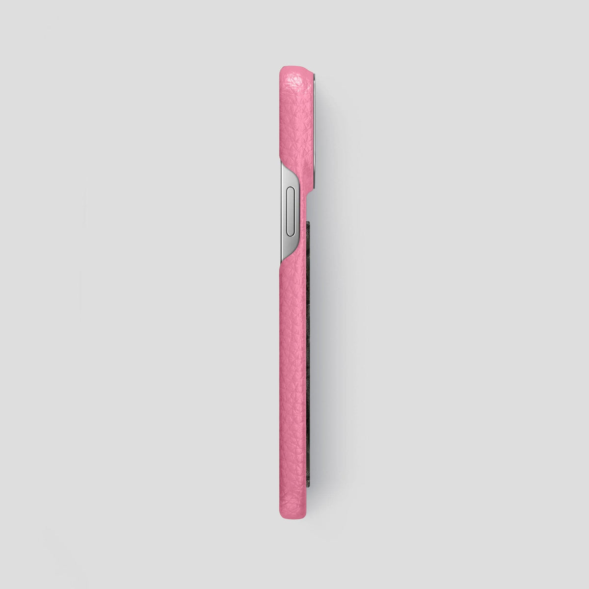 Pink iPhone 15 Pro Max Classic Case Calf with Steel Metal -3 | Pink-Steel