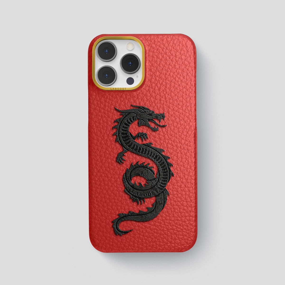 Red iPhone 15 Pro Max Classic Case Calf with Gold Metal -1 | Red-Gold