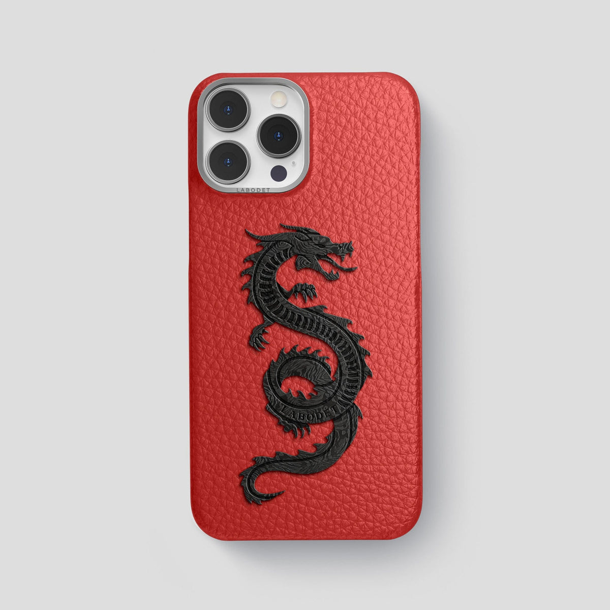 Red iPhone 15 Pro Max Classic Case Calf with Steel Metal -1 | Red-Steel