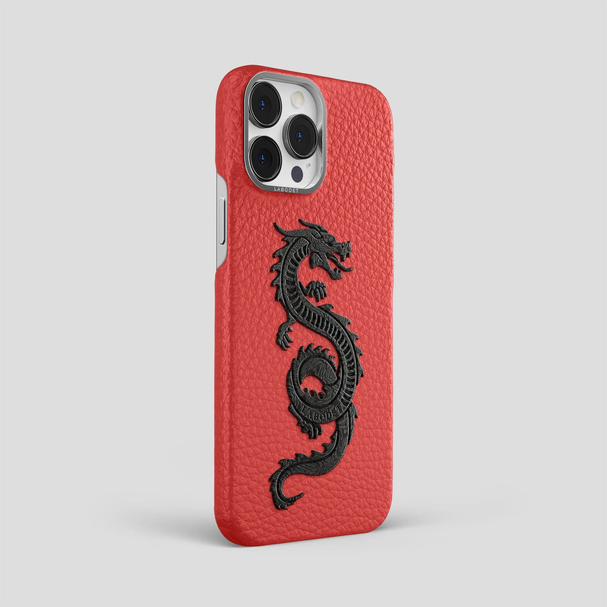 Red iPhone 15 Pro Max Classic Case Calf with Steel Metal -2 | Red-Steel