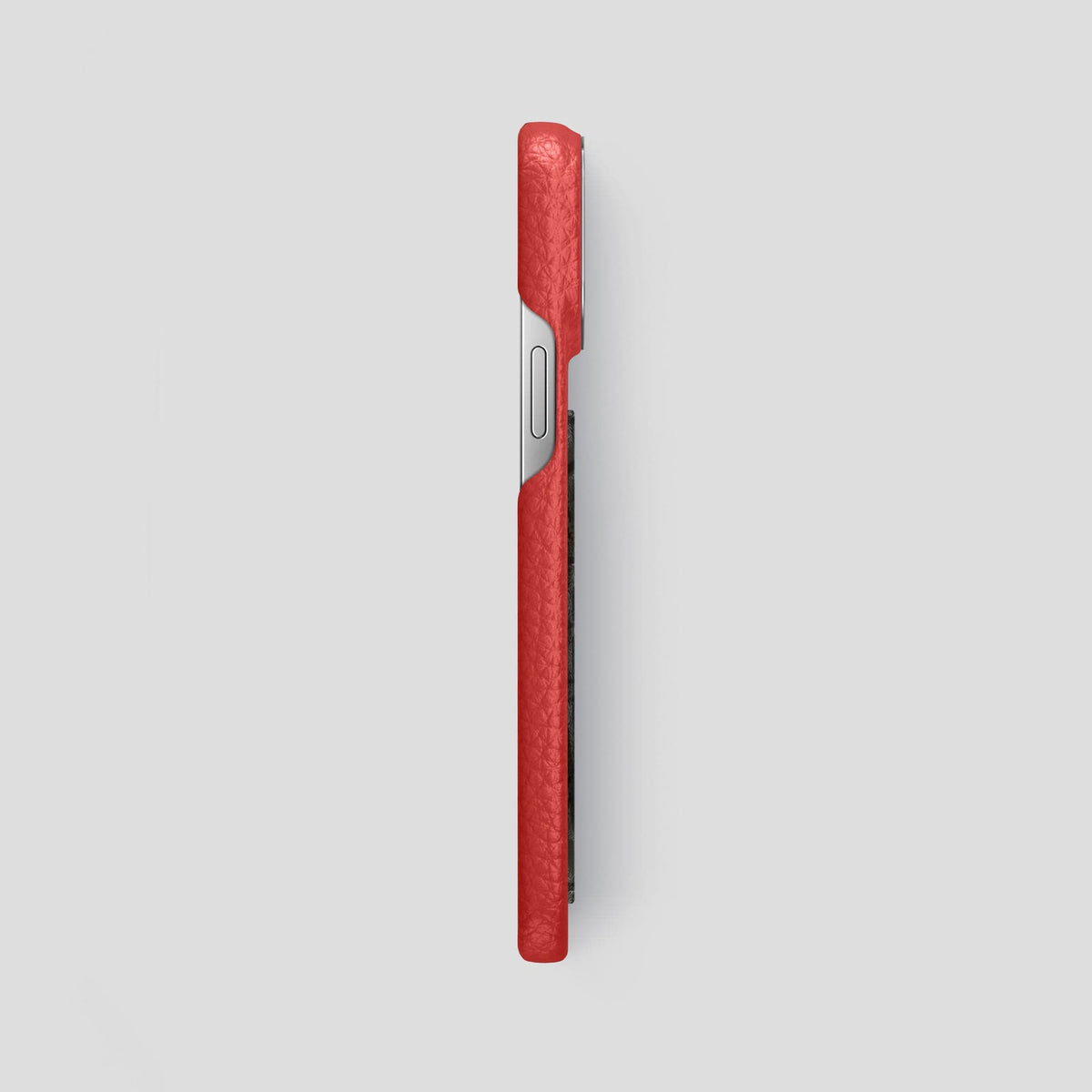 Red iPhone 15 Pro Max Classic Case Calf with Steel Metal -3 | Red-Steel