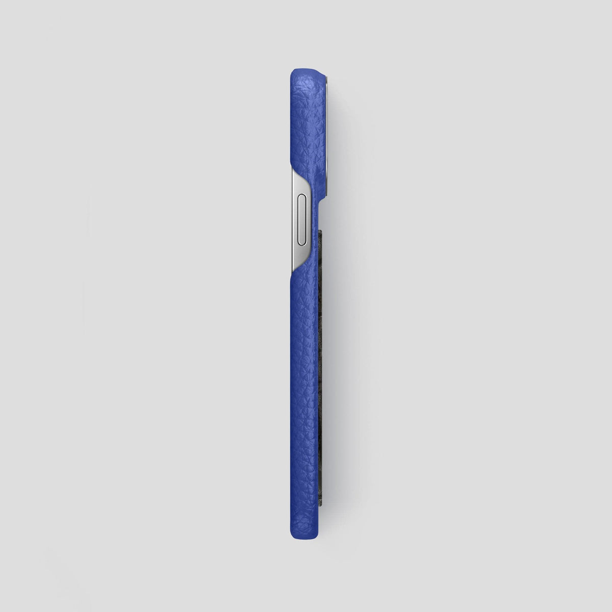 Royal Blue iPhone 15 Pro Max Classic Case Calf with Steel Metal -3 | Royal-Blue-Steel