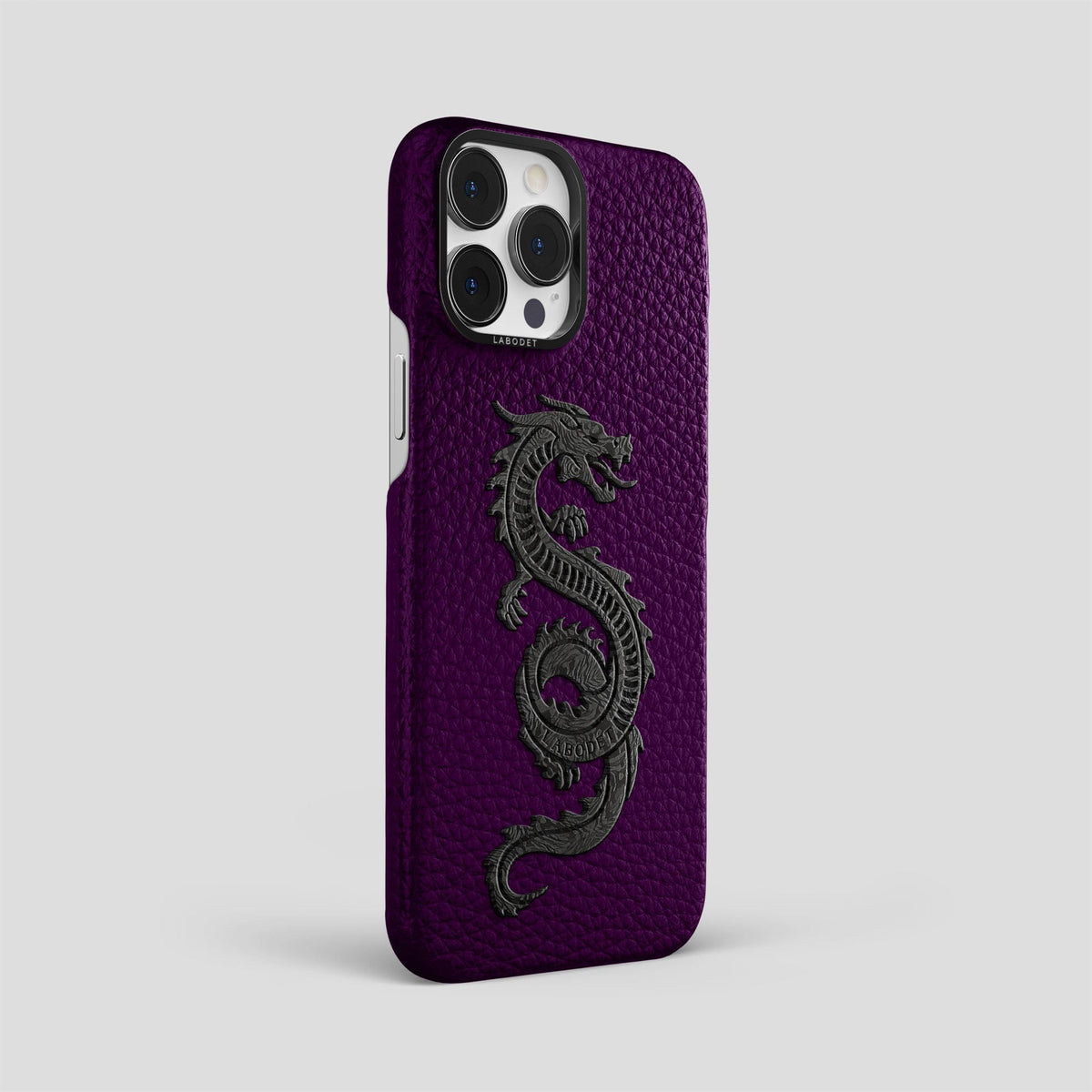 Violet iPhone 15 Pro Max Classic Case Calf with Black Metal -2 | Violet-Black