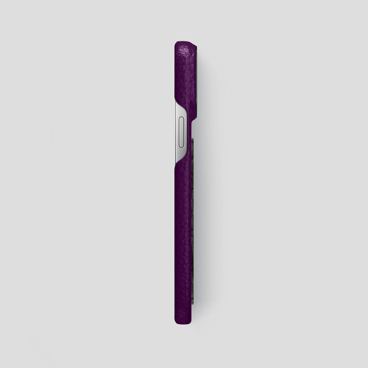 Violet iPhone 15 Pro Max Classic Case Calf with Black Metal -3 | Violet-Black