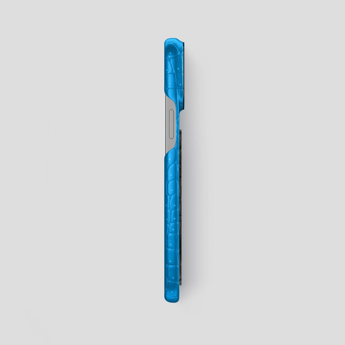 Blue-Lagoon iPhone 15 Pro Max Classic Case Porosus Crocodile with Black Metal -3 | Blue-Lagoon-Black