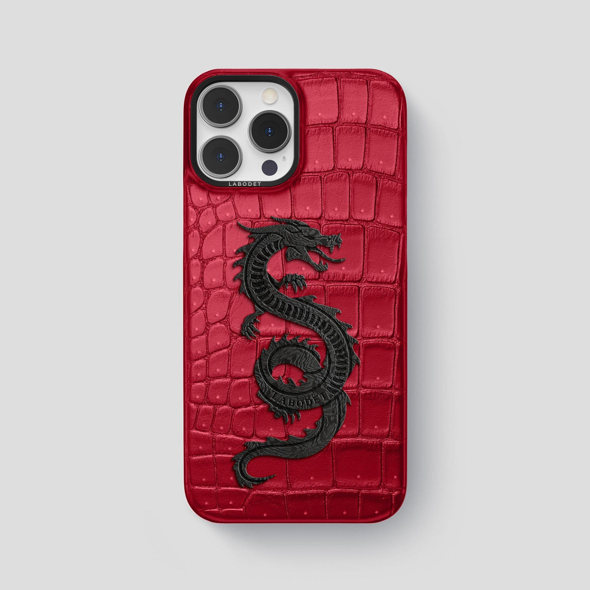Burgundy iPhone 15 Pro Max Classic Case Porosus Crocodile with Black Metal -1 | Burgundy-Black