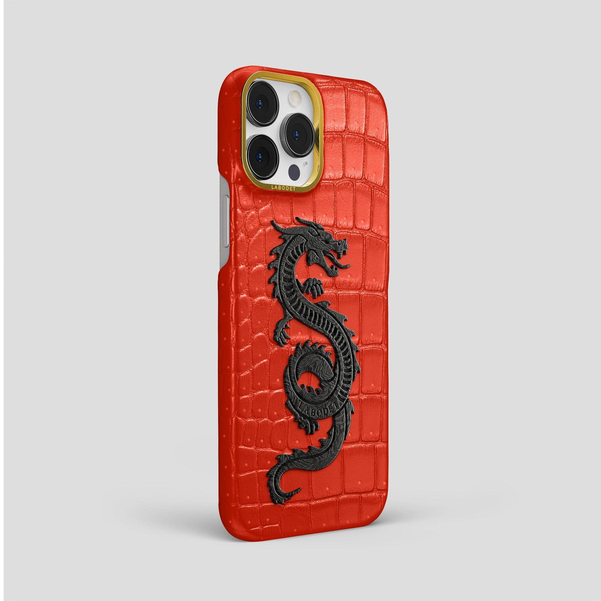 Rust iPhone 15 Pro Max Classic Case Porosus Crocodile with Gold Metal -2 | Rust-Gold