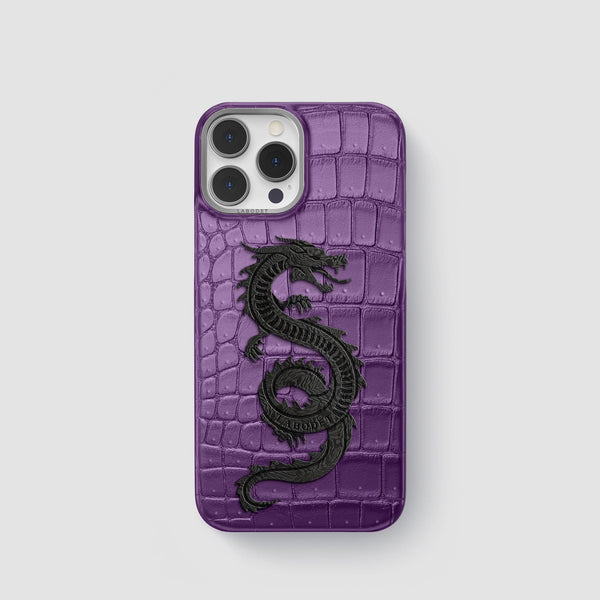 Classic Case With Carbon Dragon For iPhone 15 Pro In Porosus Crocodile