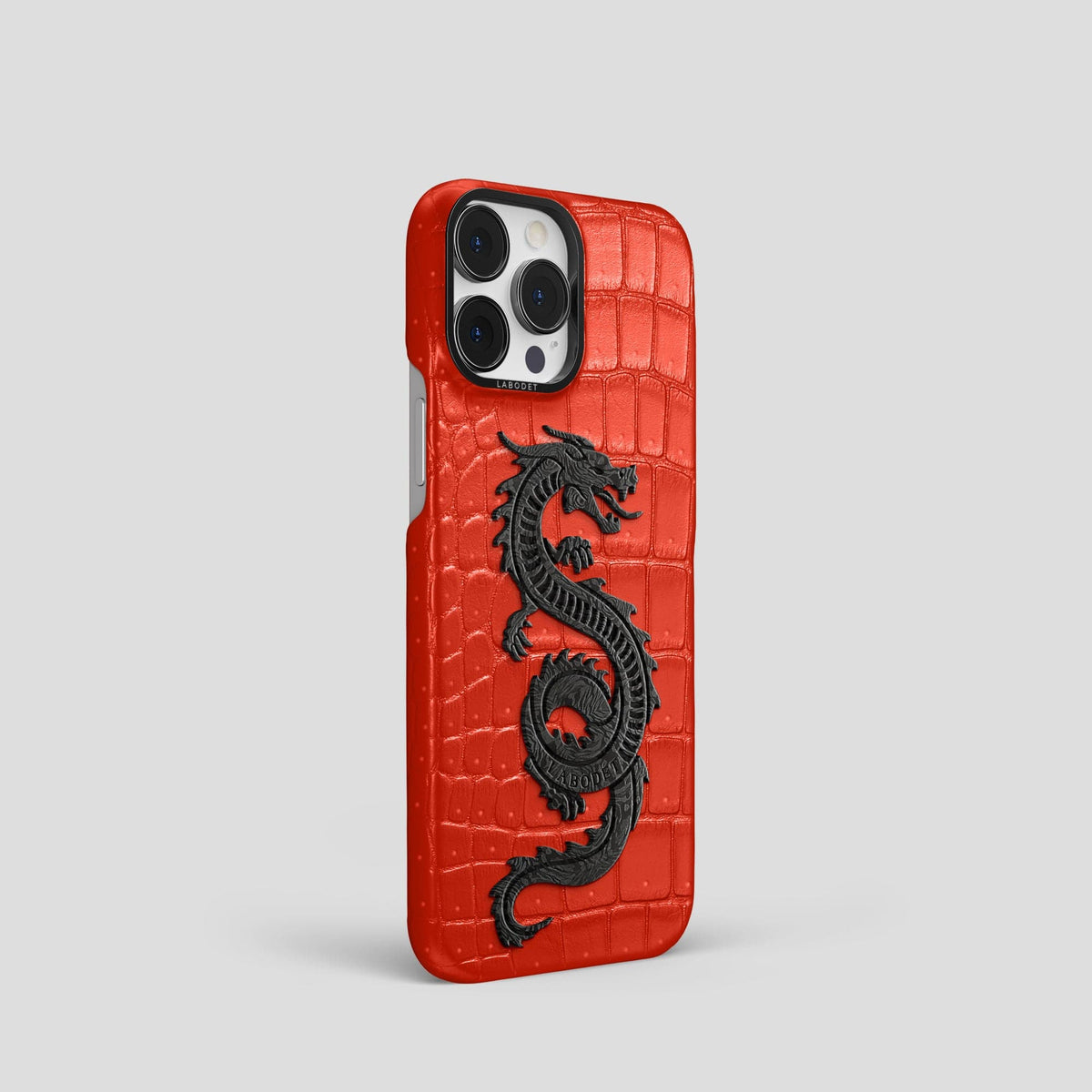 Rust iPhone 15 Pro Classic Case Porosus Crocodile with Black Metal -2 | Rust-Black