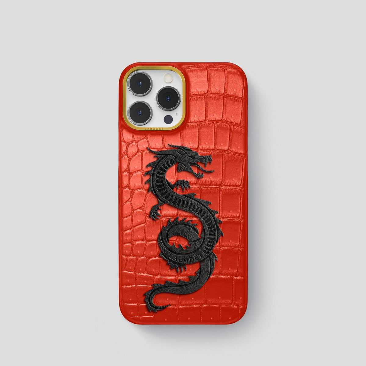 Rust iPhone 15 Pro Classic Case Porosus Crocodile with Gold Metal -1 | Rust-Gold