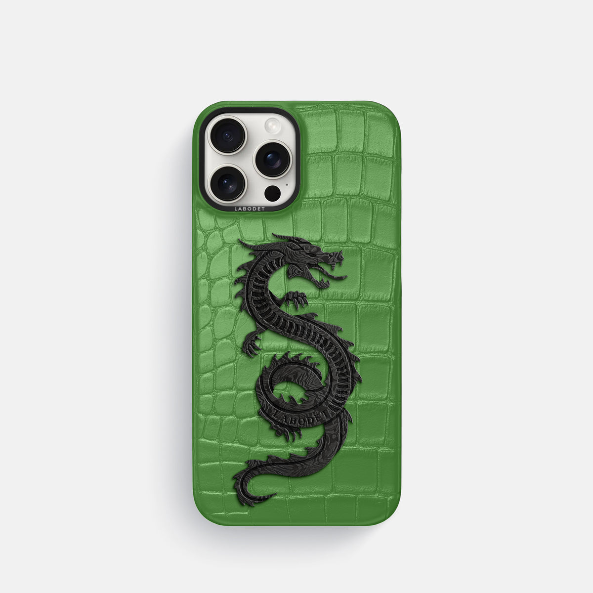 Apple-Green iPhone 16 Pro Classic Case Alligator with Black Metal -1 | Apple-Green-Black