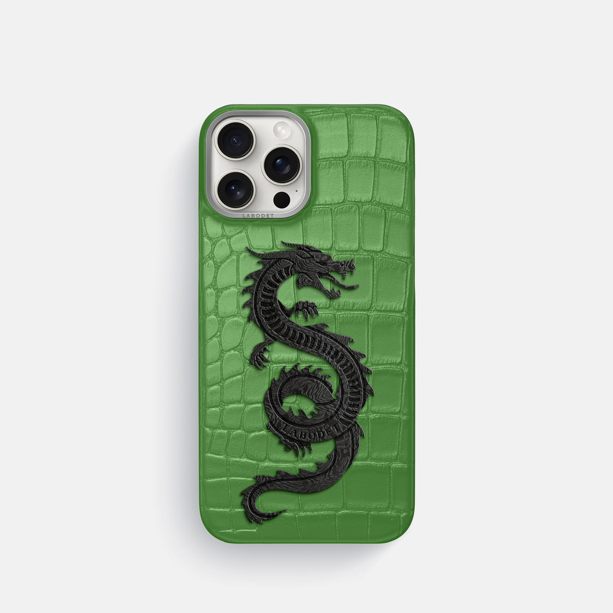 Apple-Green iPhone 16 Pro Classic Case Alligator with Steel Metal -1 | Apple-Green-Steel