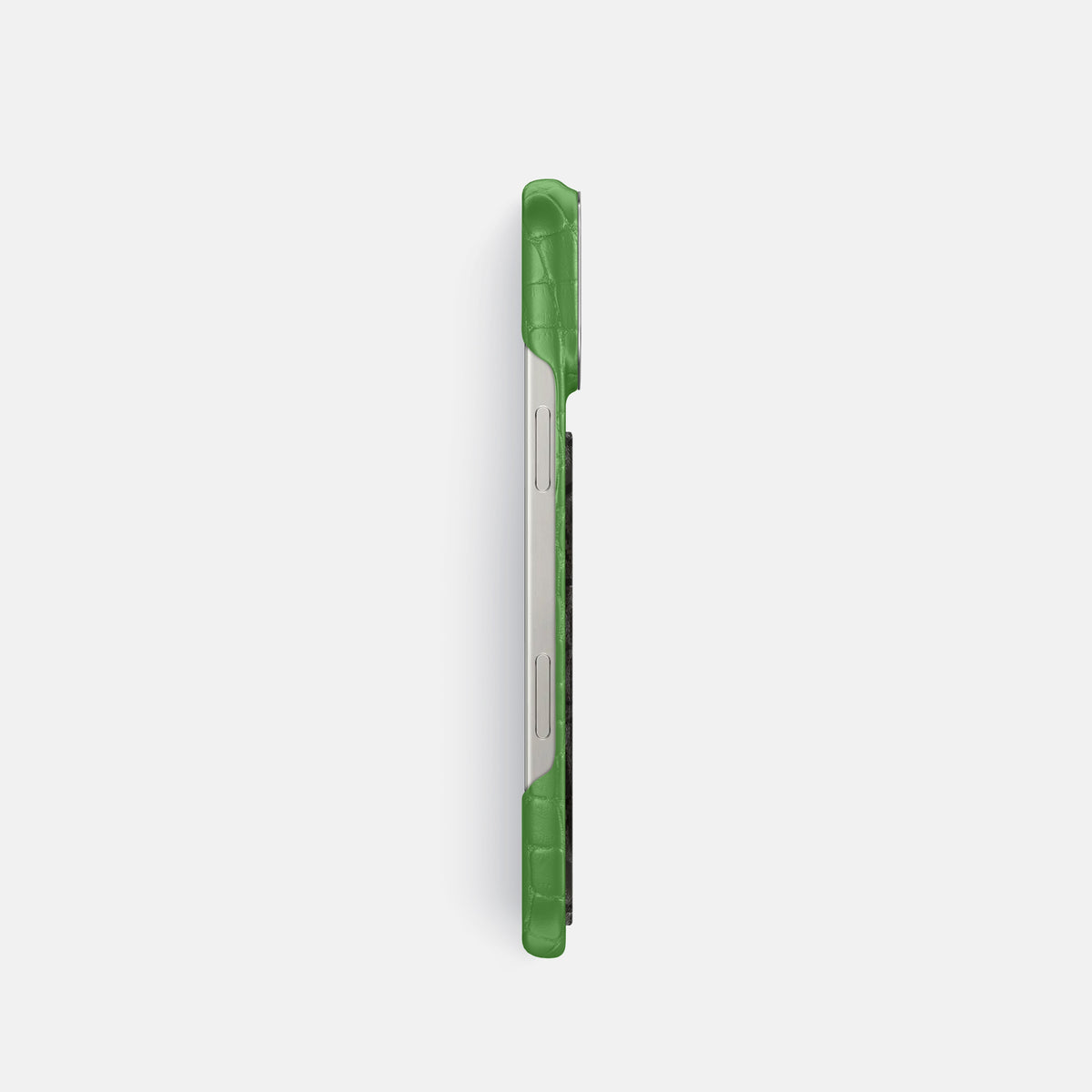 Apple-Green iPhone 16 Pro Classic Case Alligator with Steel Metal -3 | Apple-Green-Steel