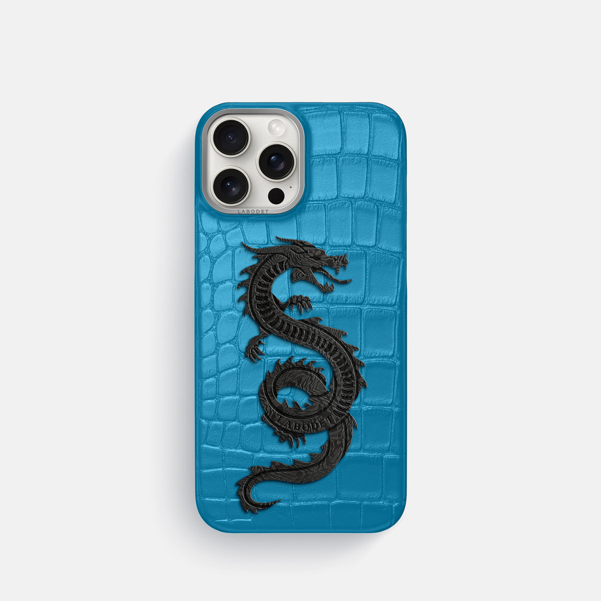 Curaçao-Blue iPhone 16 Pro Classic Case Alligator with Steel Metal -1 | Curaçao-Blue-Steel