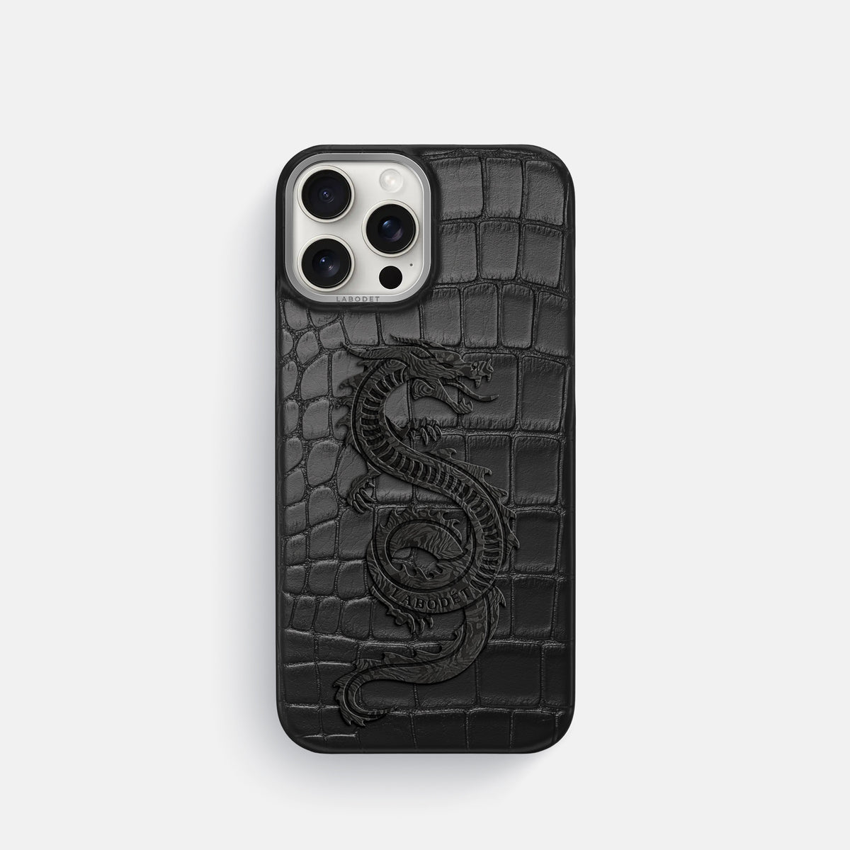 Black iPhone 16 Pro Classic Case Alligator with Steel Metal -1 | Black-Steel
