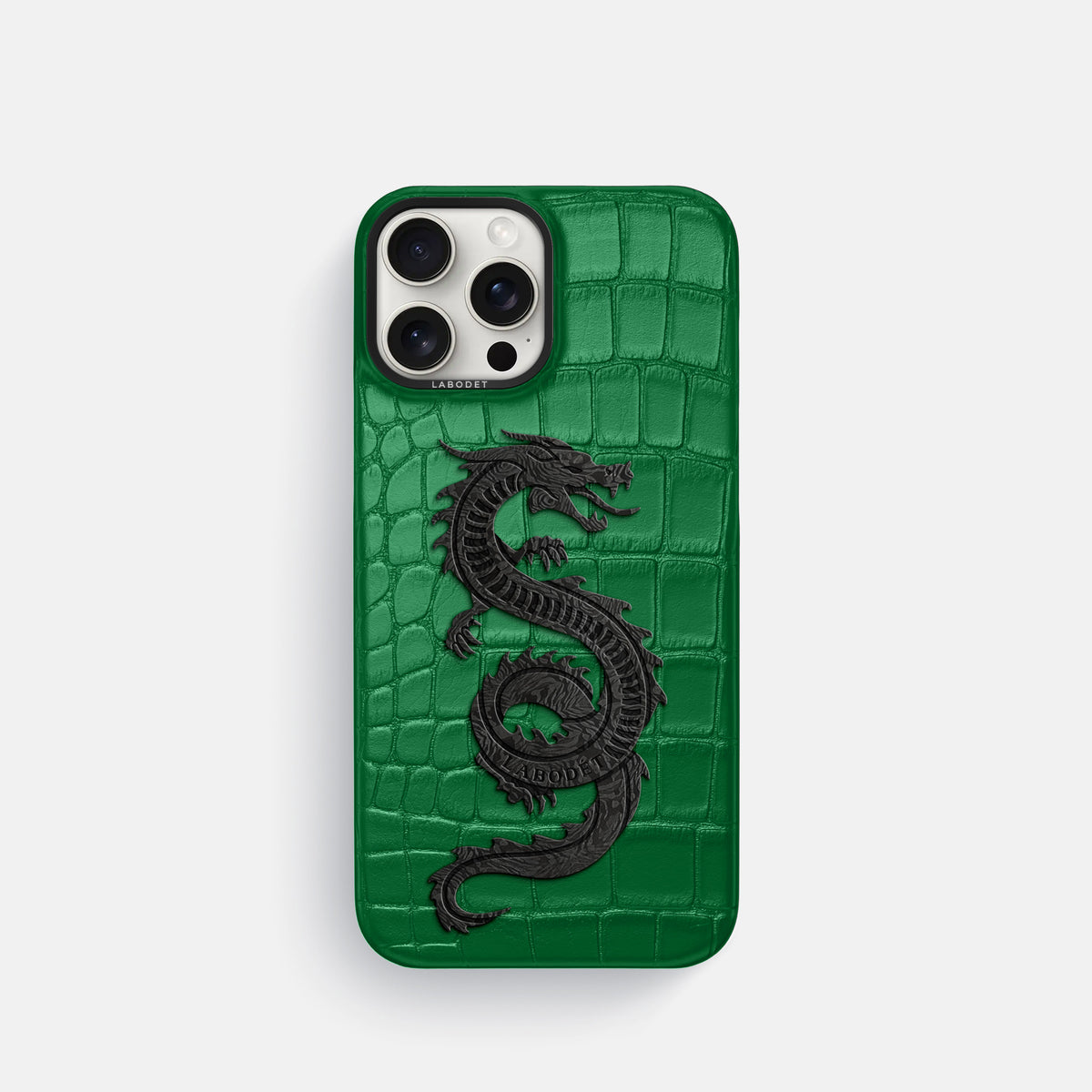 Forest-Green iPhone 16 Pro Classic Case Alligator with Black Metal -1 | Forest-Green-Black